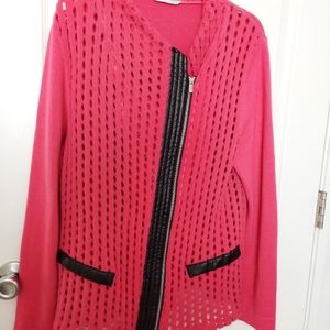 Peter Nygard hot pink Moto Sweater